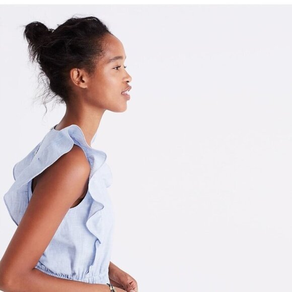Madewell Bellflower Ruffle Dress Craft Blue 2 - Picture 3 of 9
